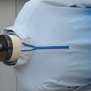 PETER MILLAR‎ White Blue Grey Dots XL Polyester Blend Half Zip Pullover Jacket